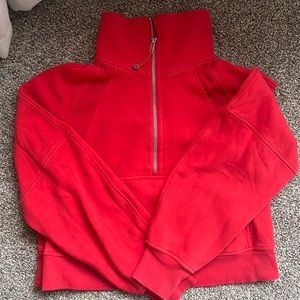 Lululemon red Scuba Over-sized Half Zip size XS/S